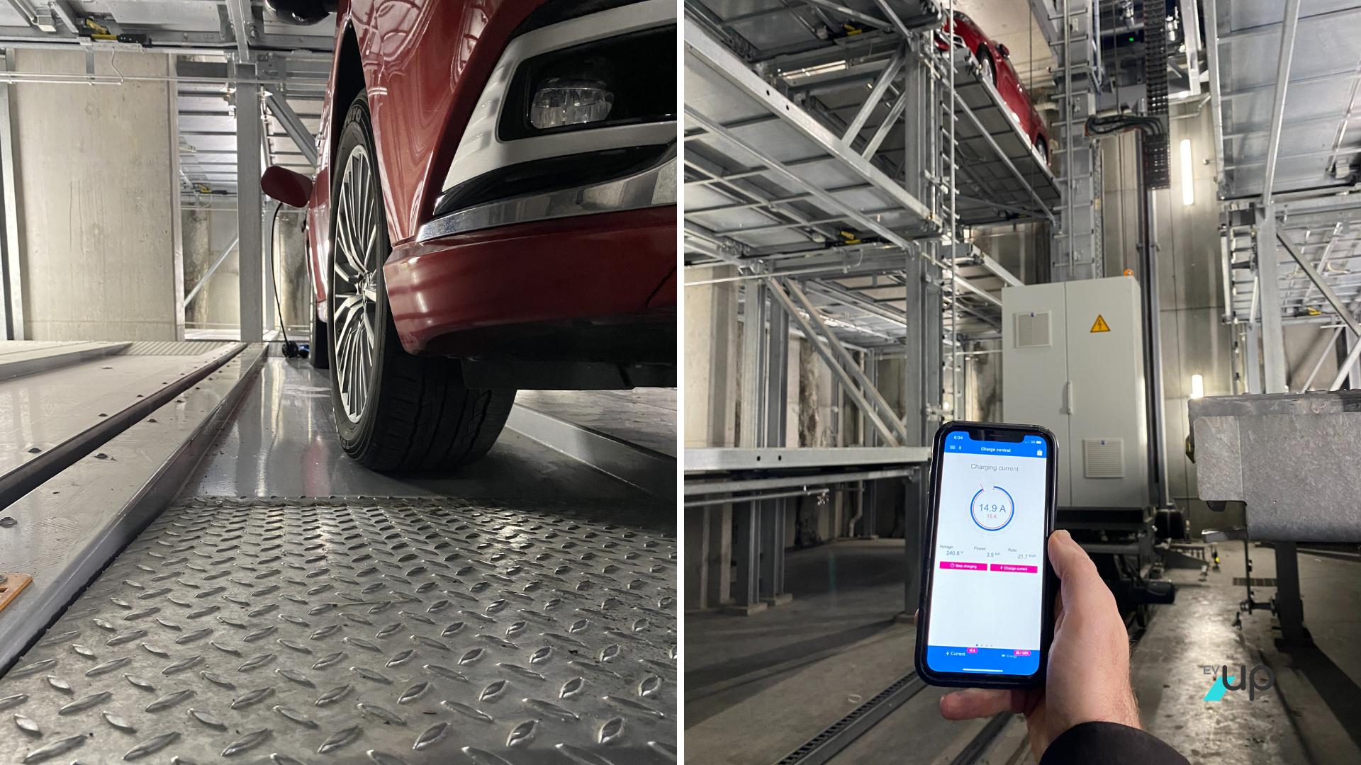 EV charging for car stacker systems